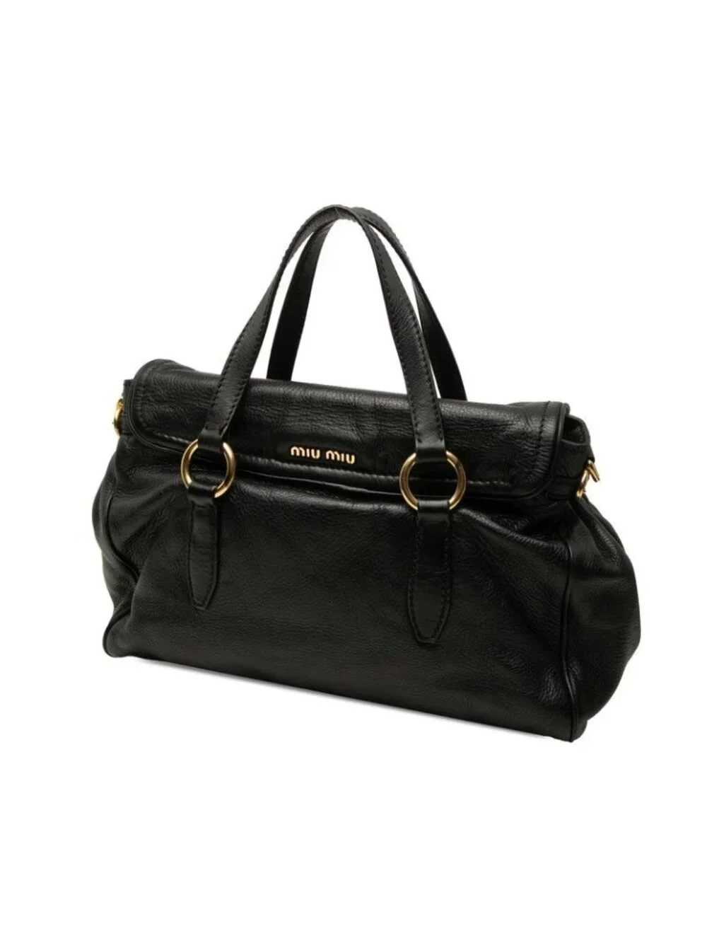 Miu Miu Chain Shoulder Bag 2-Way Black Leather